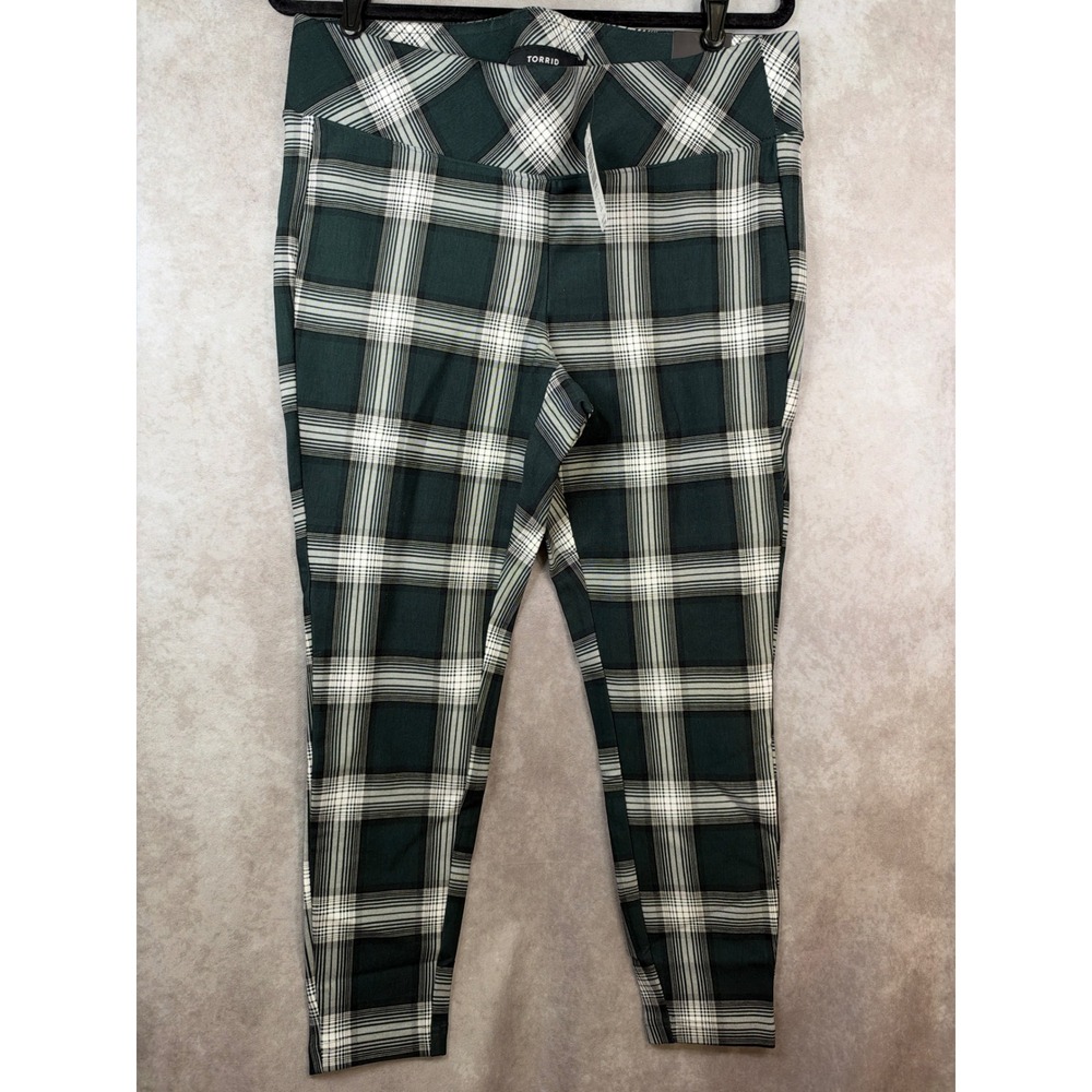 NWT Torrid Pixie Pants Leggings Women 1X Green Plaid Skinny Stretch Trousers